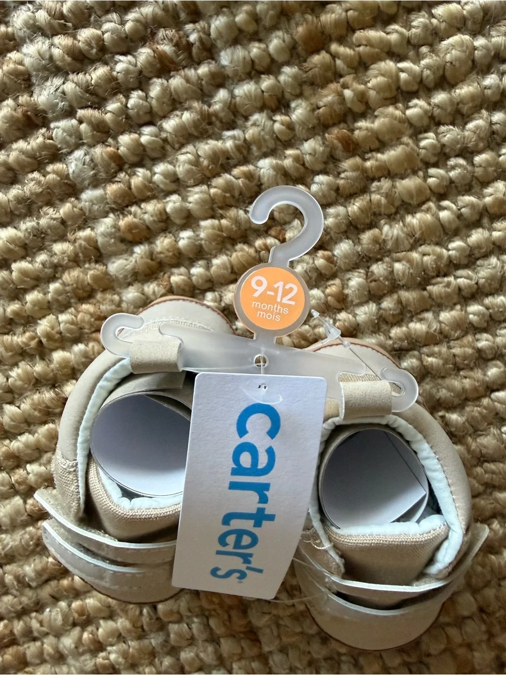 Carter's Baby High-Top Casual Canvas Sneaker Shoes Beige Sz 4 (9-12M) - NWT